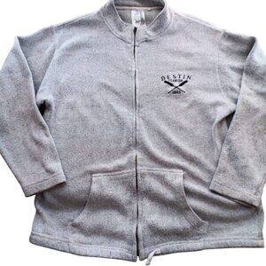 ESY Surf Co. Destin Florida Embroidered Full-Zip Jacket Large Gray Knit